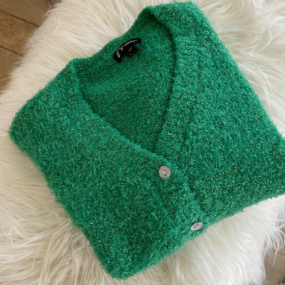 Green Eyelash Cardigan Sweater - Picture 7 of 10